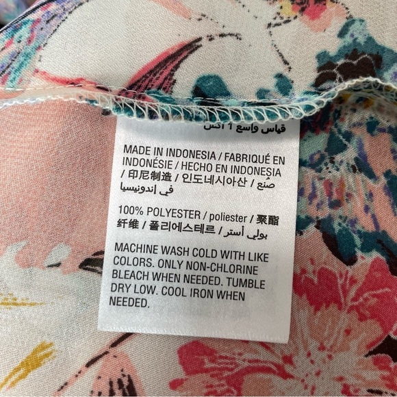 Style & Co Womens Plus 1X Multicolor Floral 3/4 Sleeve Sheer Layering Kimono - Picture 6 of 8